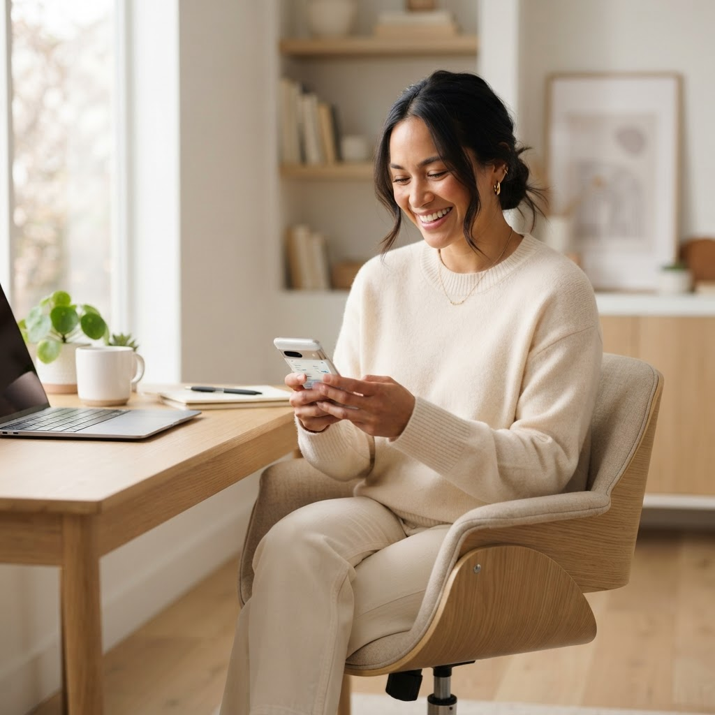 A Revspay partner checking their weekly Stripe payout on a smartphone
